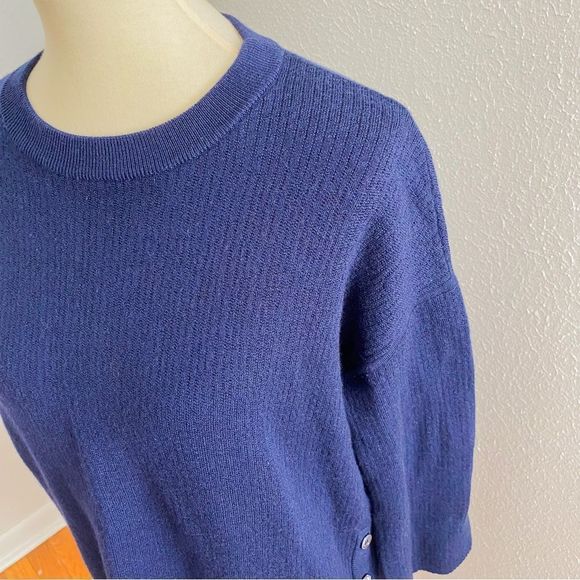 J Crew Wool Cotton Long Sweater Navy Small - Picture 2 of 9